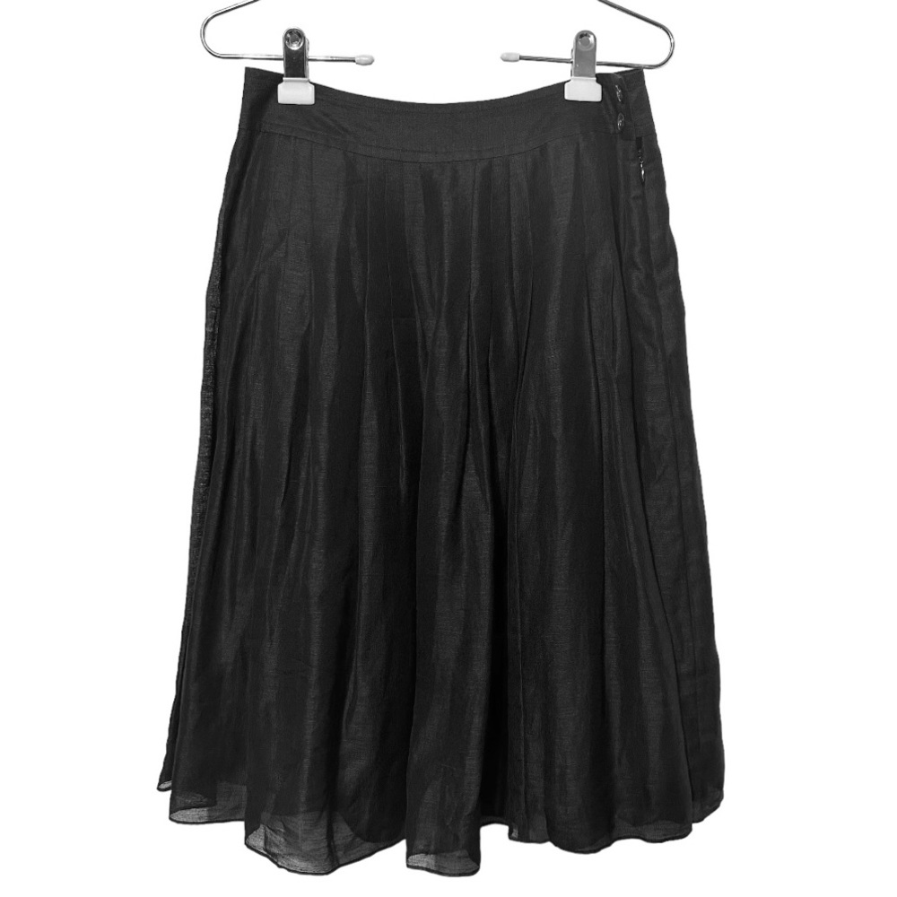 Banana Republic Silk & Linen Blend Pleated Black‎ Skirt